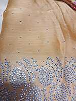 Siroski Stones Saree Light Orenge Colour With Maggam Work Blouse