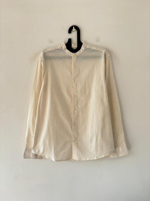 Off-white linen mandarin shirt