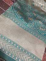 Pattu Saree Aqua Blue Colour With Silver Border