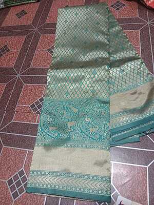 Pattu Saree Aqua Blue Colour With Silver Border