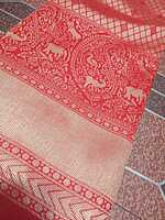 Pattu Saree Red Colour With Silver Border