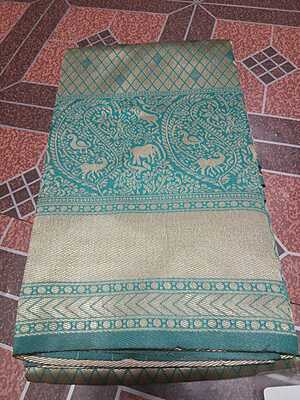 Pattu Saree Aqua Blue Colour With Silver Border