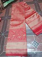 Pattu Saree Red Colour With Silver Border