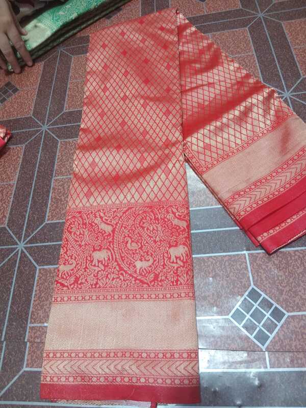 Pattu Saree Red Colour With Silver Border