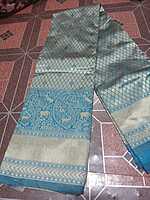 Pattu Saree Blue Colour With Silver Border