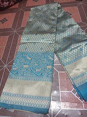 Pattu Saree Blue Colour With Silver Border