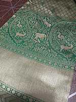 Pattu Saree Thick Green Colour With Silver Border