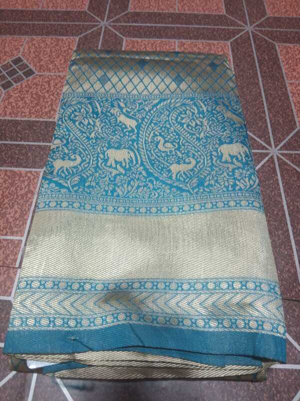 Pattu Saree Blue Colour With Silver Border