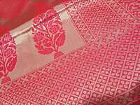 Pattu Saree Red Colour With Buttas Silver Border
