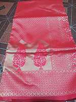 Pattu Saree Red Colour With Buttas Silver Border