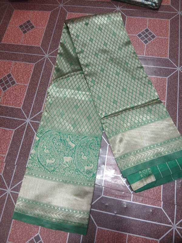 Pattu Saree Thick Green Colour With Silver Border