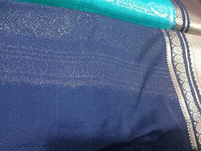 Soft Pattu Saree Blue Colour With Silver Border