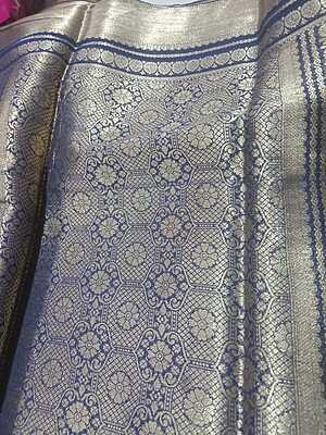 Soft Pattu Saree Blue Colour With Silver Border