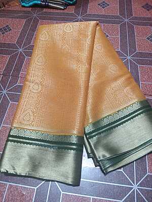 Soft Pattu Saree Orange Colour With Green Border