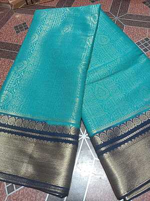 Soft Pattu Saree Blue Colour With Silver Border