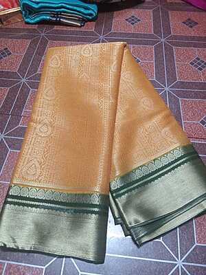 Soft Pattu Saree Orange Colour With Green Border