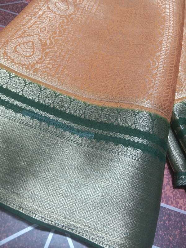 Soft Pattu Saree Orange Colour With Green Border