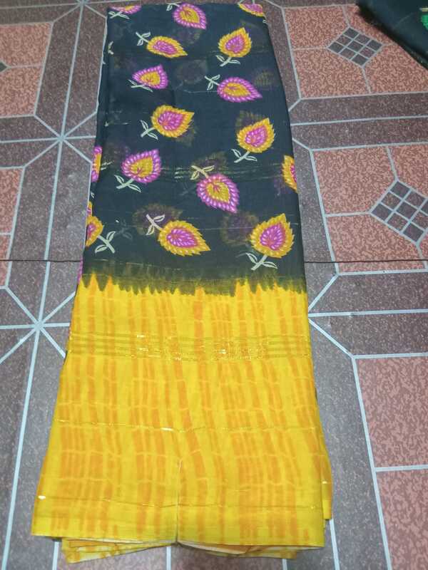 Georgette Two Sarees Yellow Colour and Blue Colour Combo