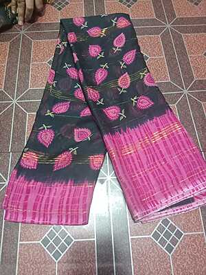 Georgette Two Sarees Pink Colour and Green Colour Combo