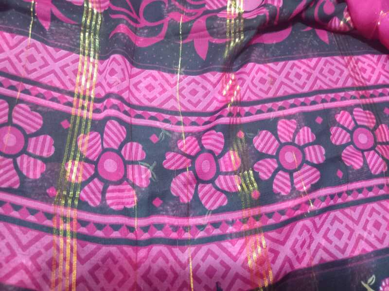 Georgette Two Sarees Pink Colour and Green Colour Combo