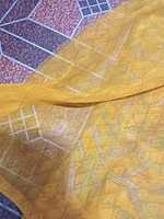 Georgette Saree Yellow Colour With Multi Colour Flowers