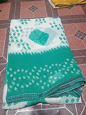 Georgette Saree Aqua Blue Colour With Buttas Pattern