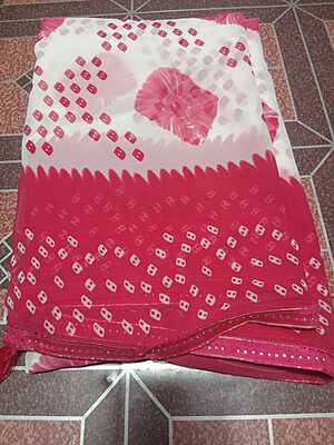 Georgette Saree Pink Colour With Buttas Pattern