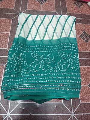 Georgette Saree Aqua Blue Colour With Lines Pattern