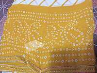 Georgette Saree Yellow Colour With Lines Pattern