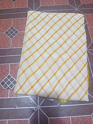 Georgette Saree Yellow Colour With Lines Pattern