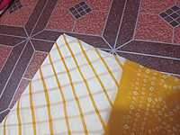 Georgette Saree Yellow Colour With Lines Pattern