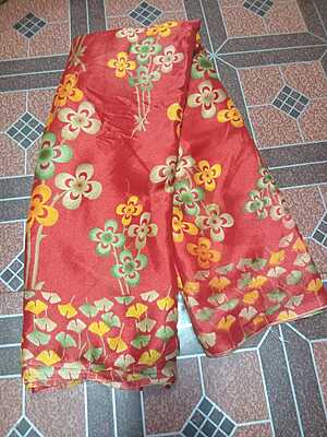 Soft Silk Red Colour With Flower Pattern