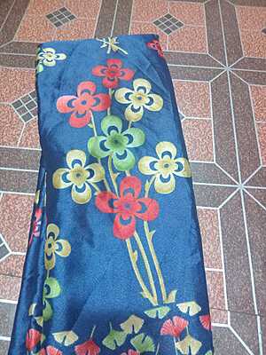 Soft Silk Blue Colour With Flower Pattern