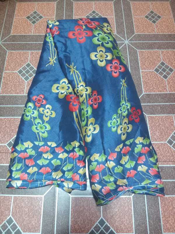 Soft Silk Blue Colour With Flower Pattern