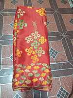 Soft Silk Red Colour With Flower Pattern