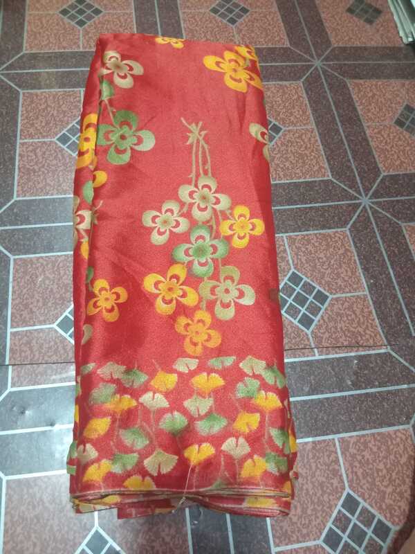Soft Silk Red Colour With Flower Pattern