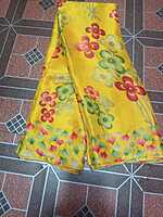Soft Silk Yellow Colour With Flower Pattern