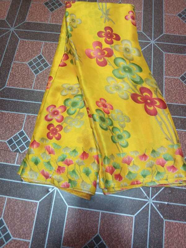 Soft Silk Yellow Colour With Flower Pattern