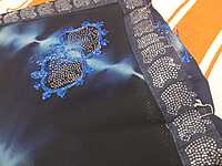 Muruga Print Siroski Stone Saree Dark Blue Colour