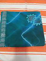 Muruga Print Siroski Stone Saree Blue Colour