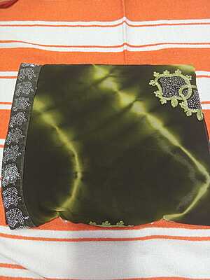 Muruga Print Siroski Stone Saree Green Colour