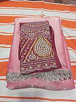 Jimmy Chu Siroski Stone Saree Pink Colour With Designer Blouse