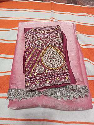 Jimmy Chu Siroski Stone Saree Pink Colour With Designer Blouse