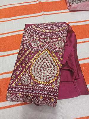 Jimmy Chu Siroski Stone Saree Pink Colour With Designer Blouse