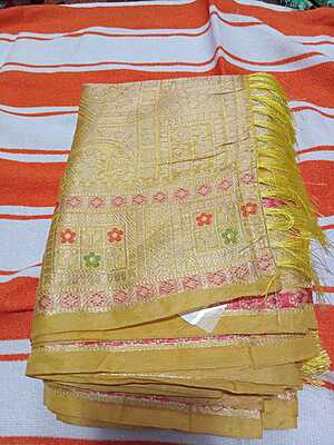 Soft Pattu Saree Light Yellow Colour With Buttas