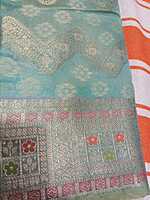 Soft Pattu Saree Light Blue Colour With Buttas
