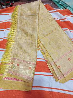 Soft Pattu Saree Light Yellow Colour With Buttas