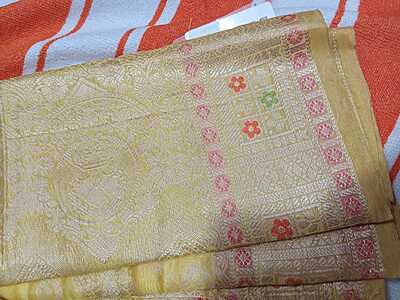 Soft Pattu Saree Light Yellow Colour With Buttas