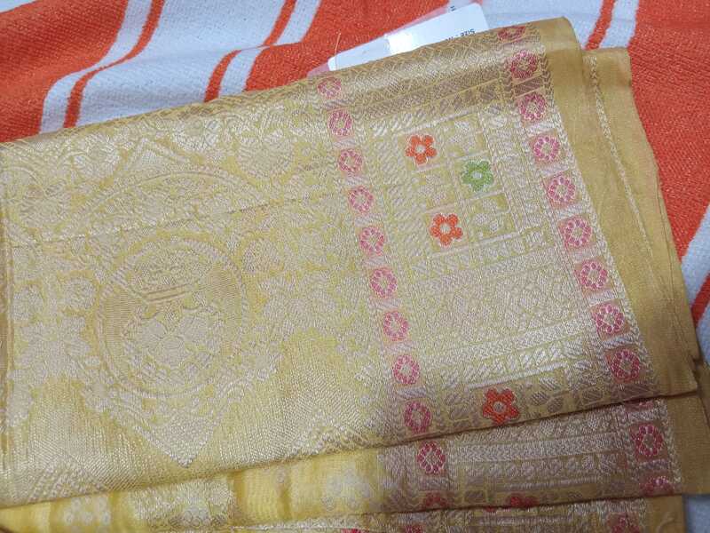 Soft Pattu Saree Light Yellow Colour With Buttas