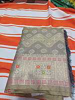 Soft Pattu Saree Gray Colour With Silver Border